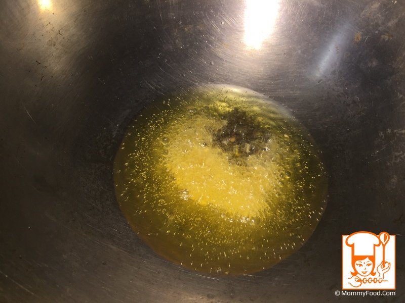 Mustard seeds (aavalu, rai). When mustard seeds make crackling sound add,