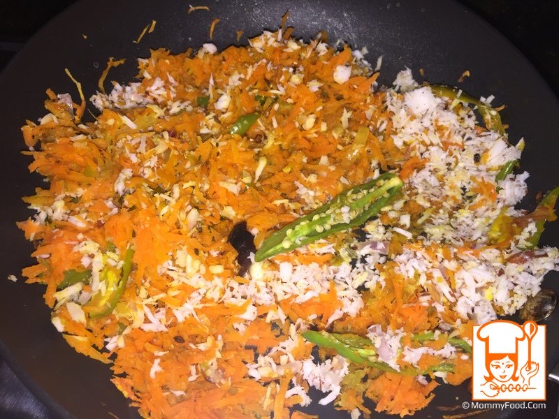 grated carrot fry | thurimina carrot iguru