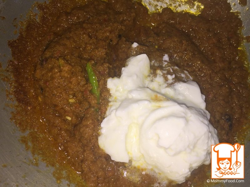 Add curd to it, let it cook for a minute